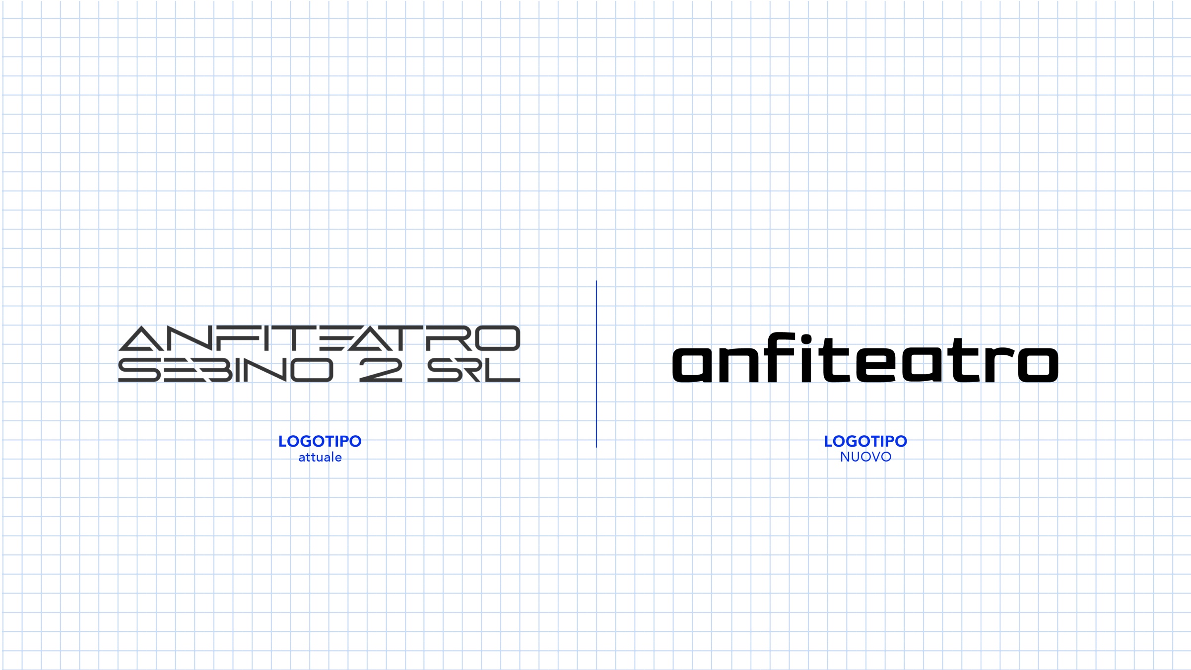 Rebranding Anfiteatro: logotipo attuale e nuovo