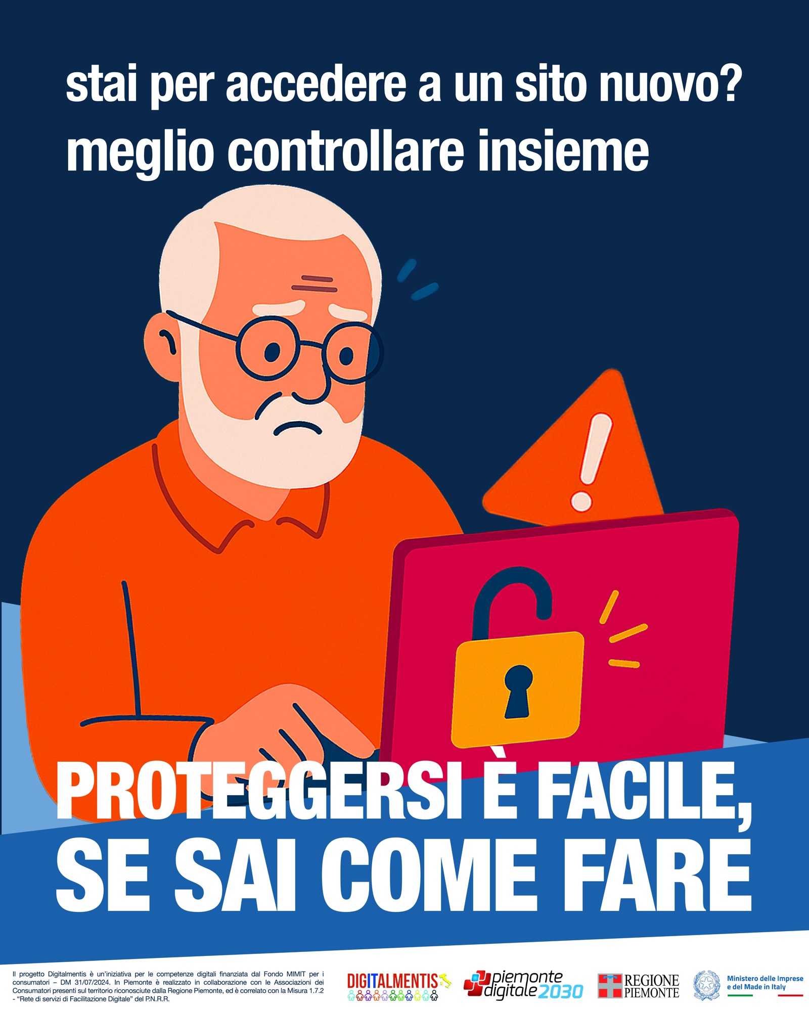 Post Instagram «Stai per accedere a un sito nuovo? Meglio controllare insieme»