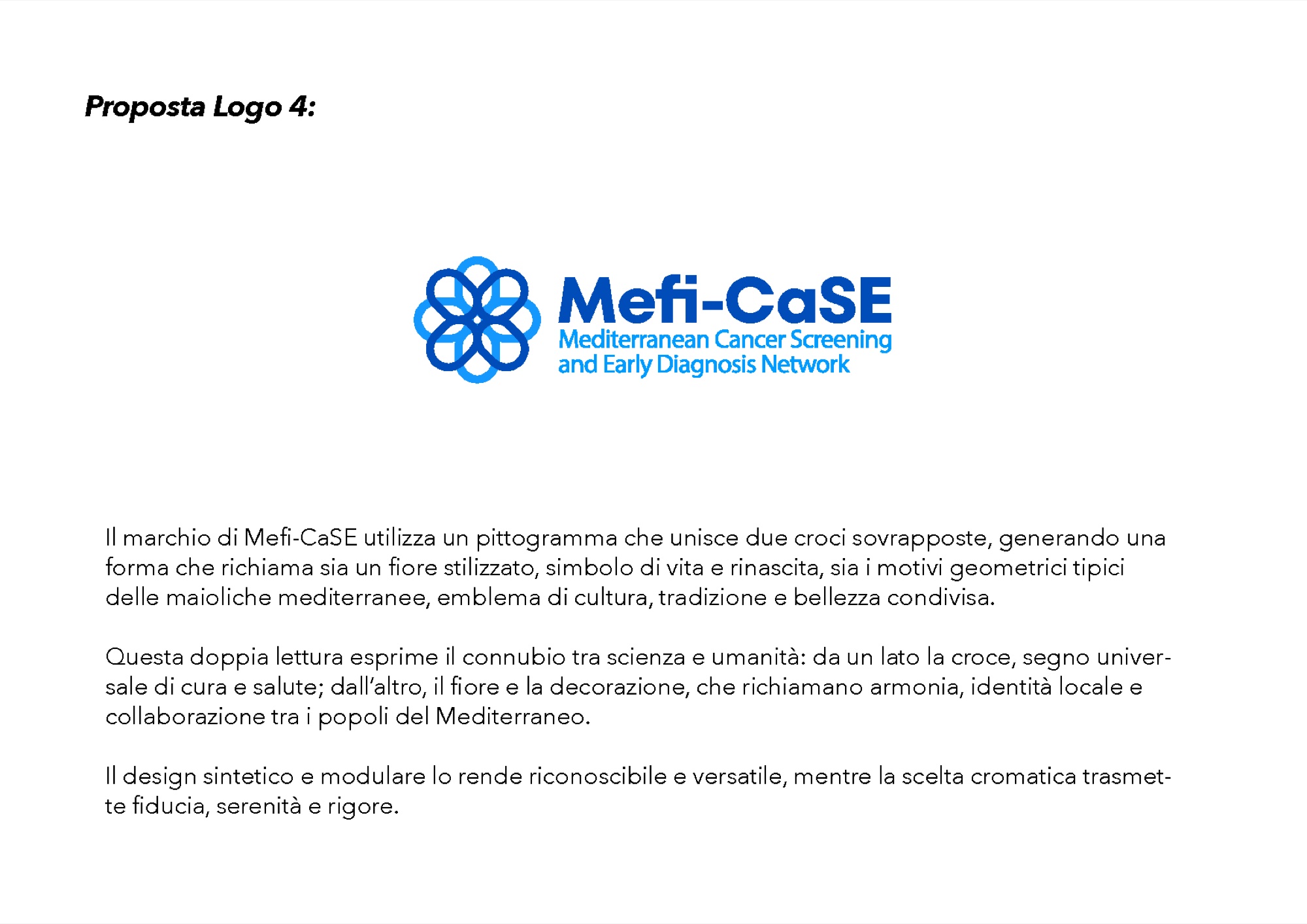 Proposta alternativa di logo Mefi-CaSE: pittogramma a fiore ispirato alle maioliche mediterranee