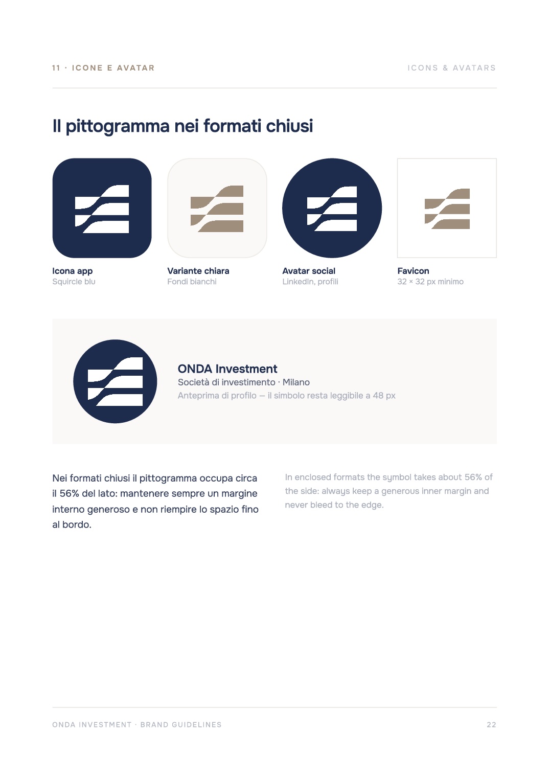 Manuale Onda Investment: pittogramma e avatar