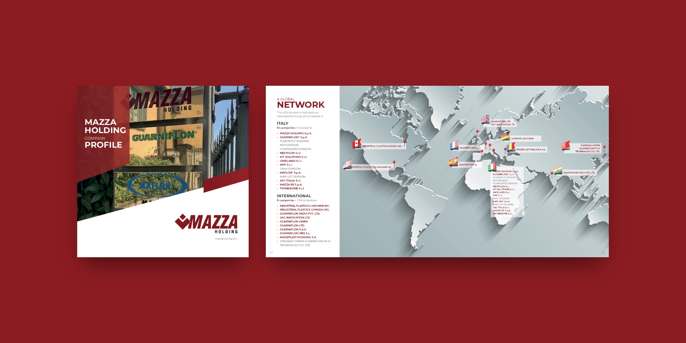 Company profile Mazza Holding: copertina e rete internazionale