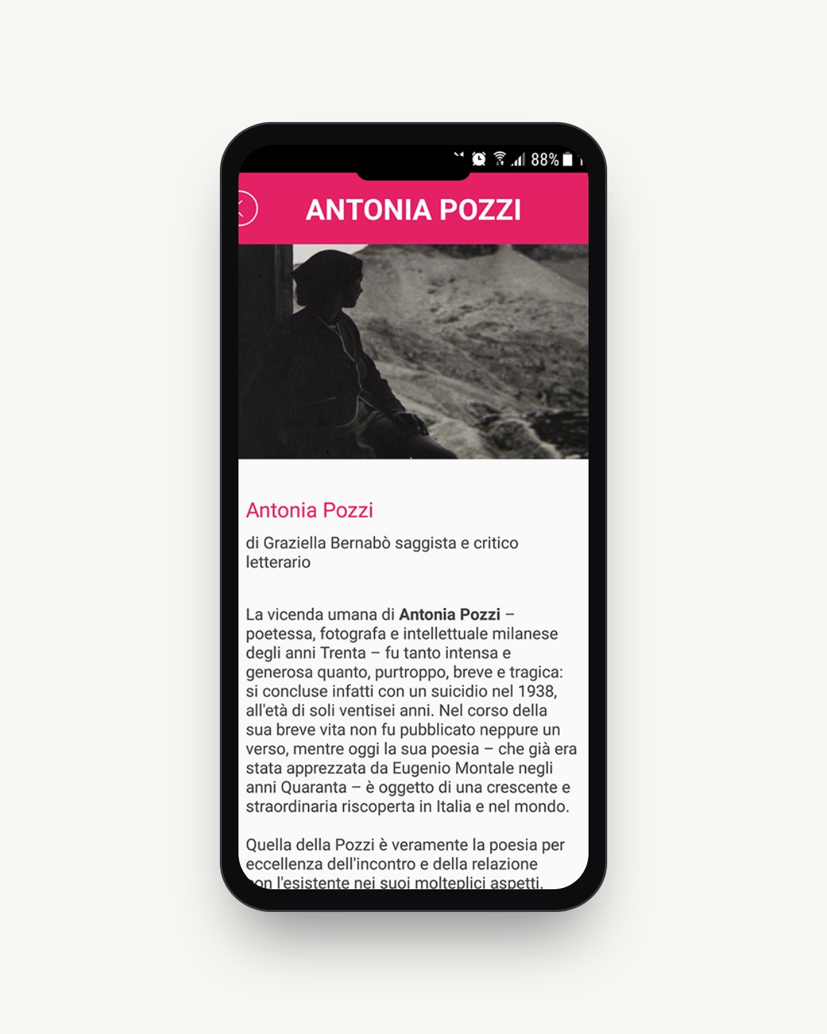 Schermata app Antonia Pozzi