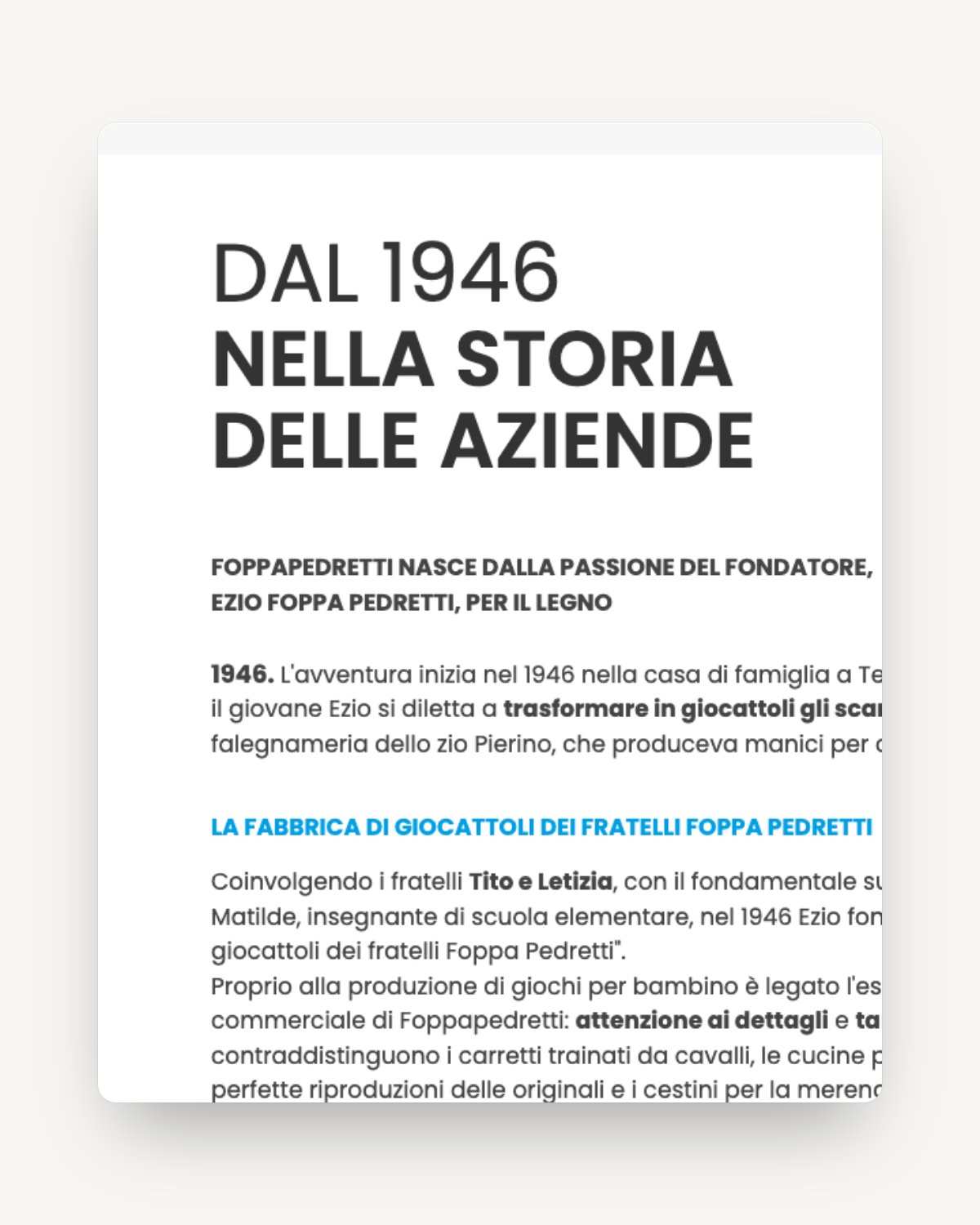 Dettaglio dell’interfaccia Foppapedretti