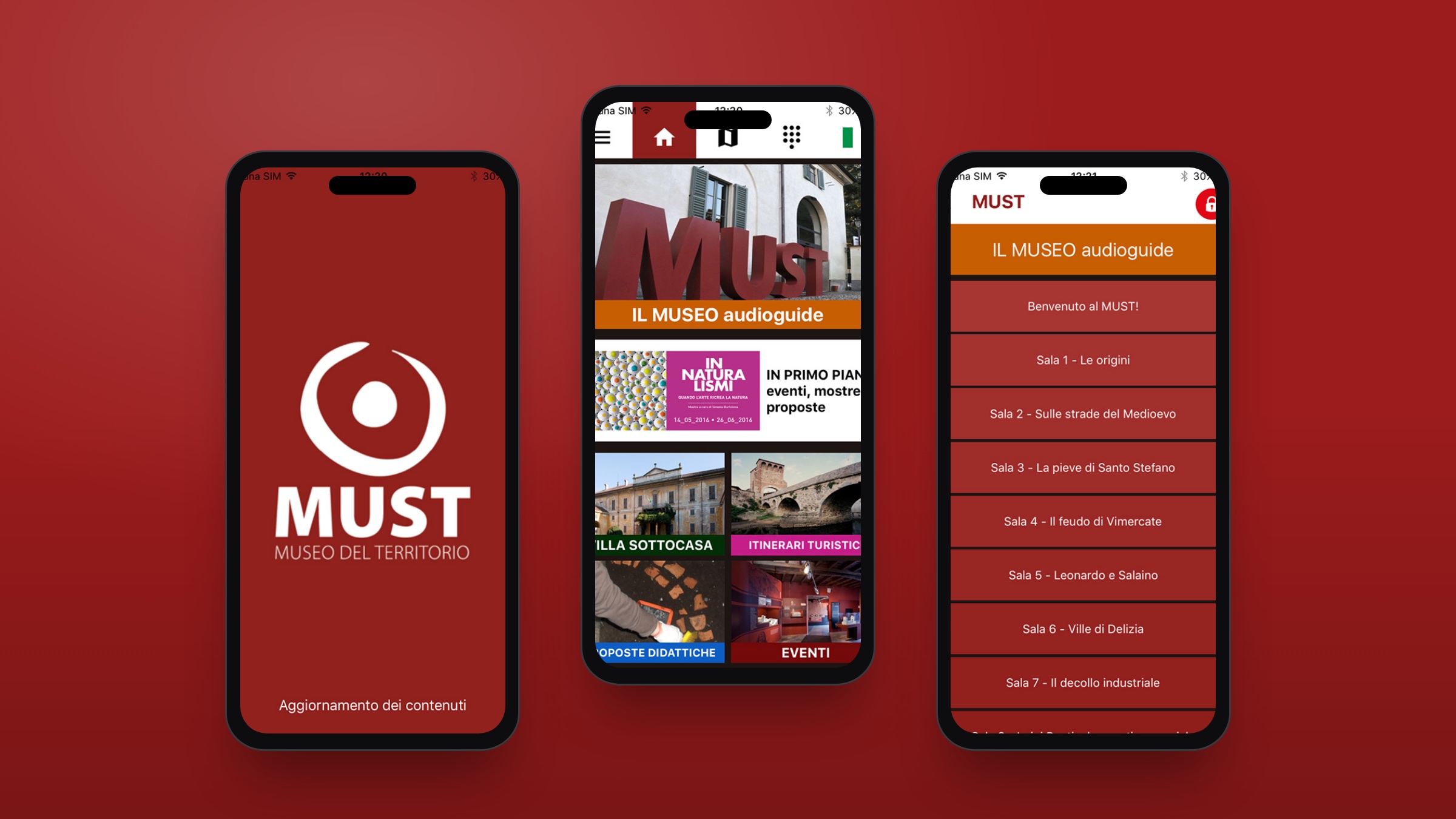 Schermate della piattaforma app MUST