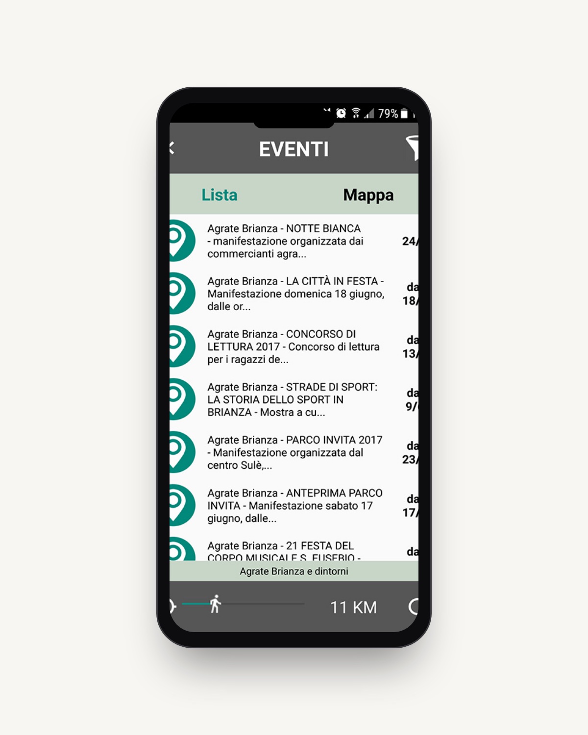Schermata app Piazzabrianza