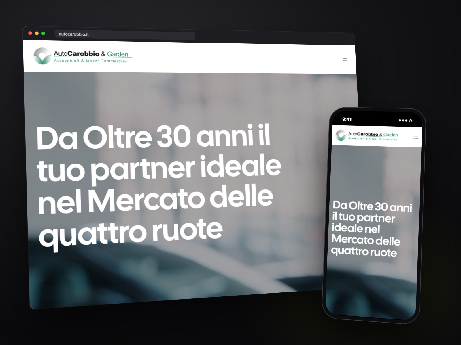 Sito web Autocarobbio & Garden realizzato da Teknet, su desktop e smartphone