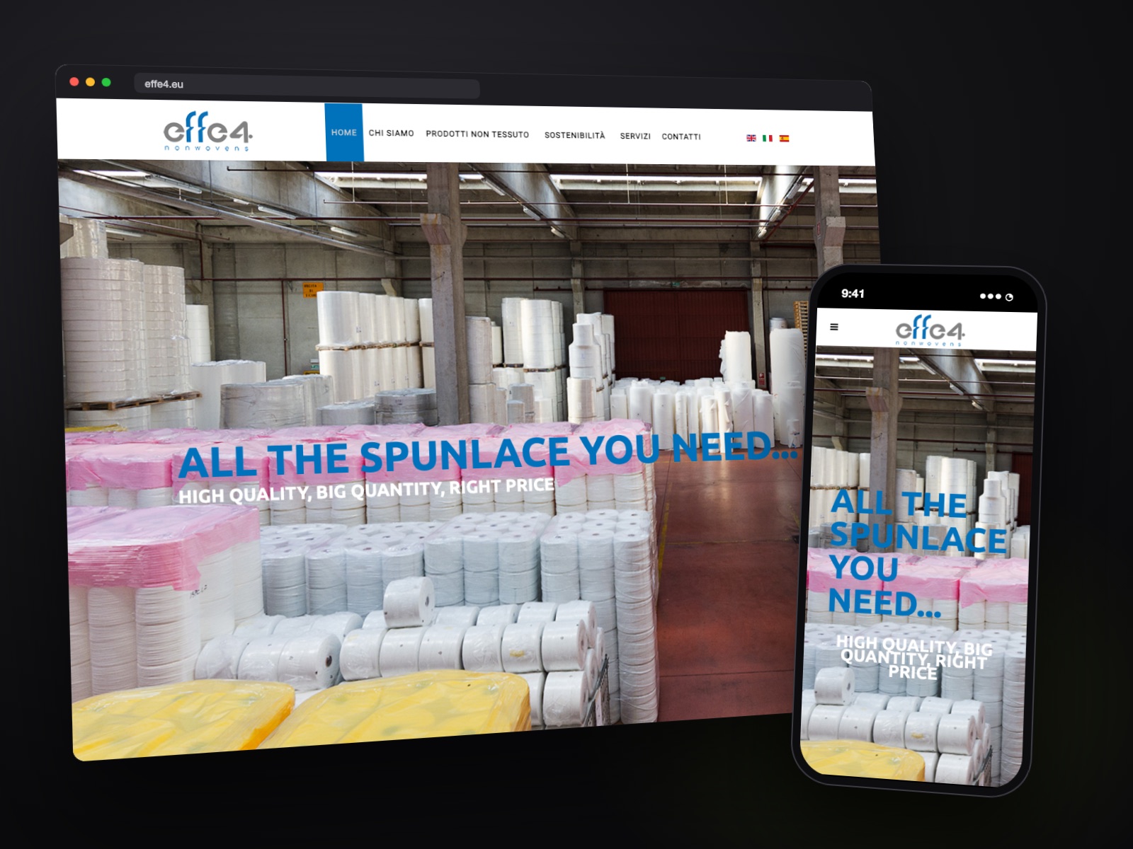 Sito web EFFE 4 realizzato da Teknet, su desktop e smartphone