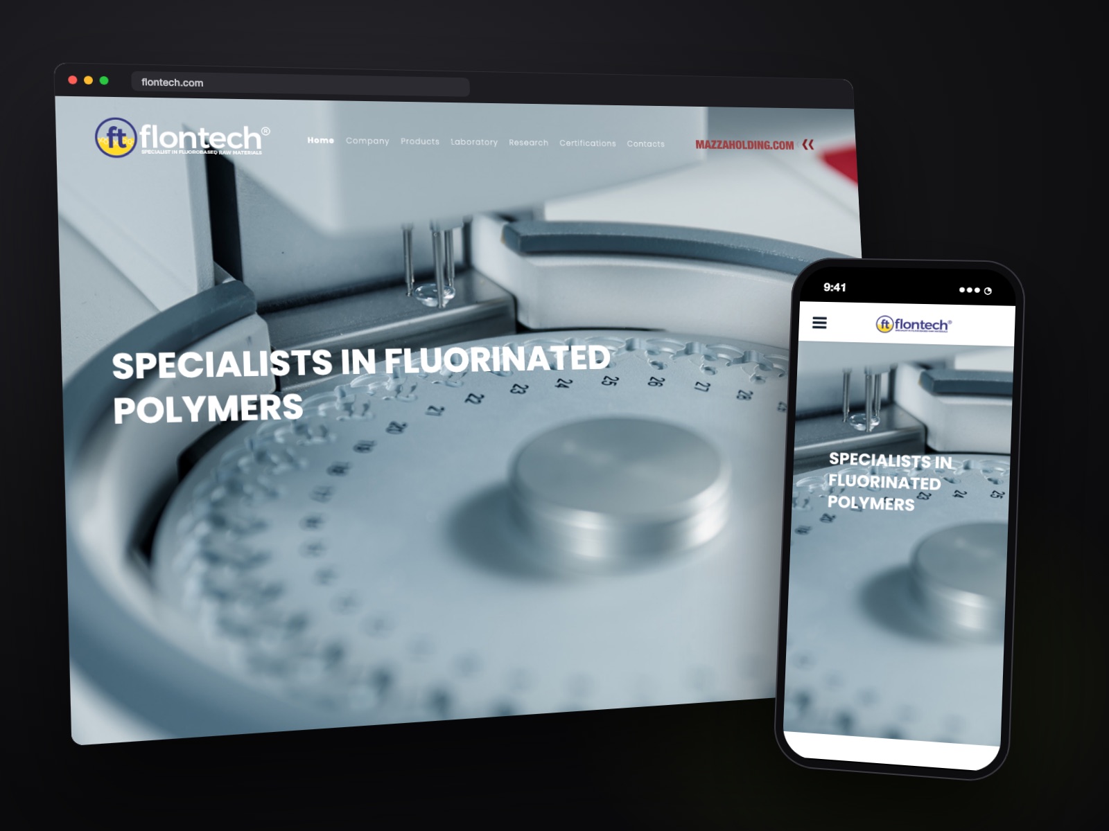 Sito web Flontech realizzato da Teknet, su desktop e smartphone