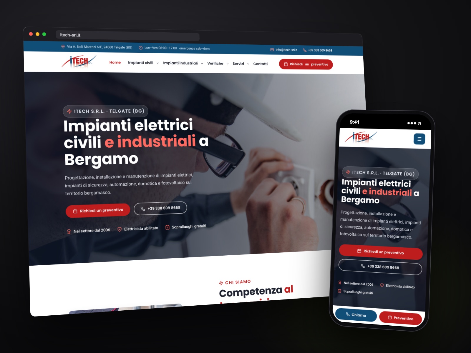 Sito web iTech realizzato da Teknet, su desktop e smartphone