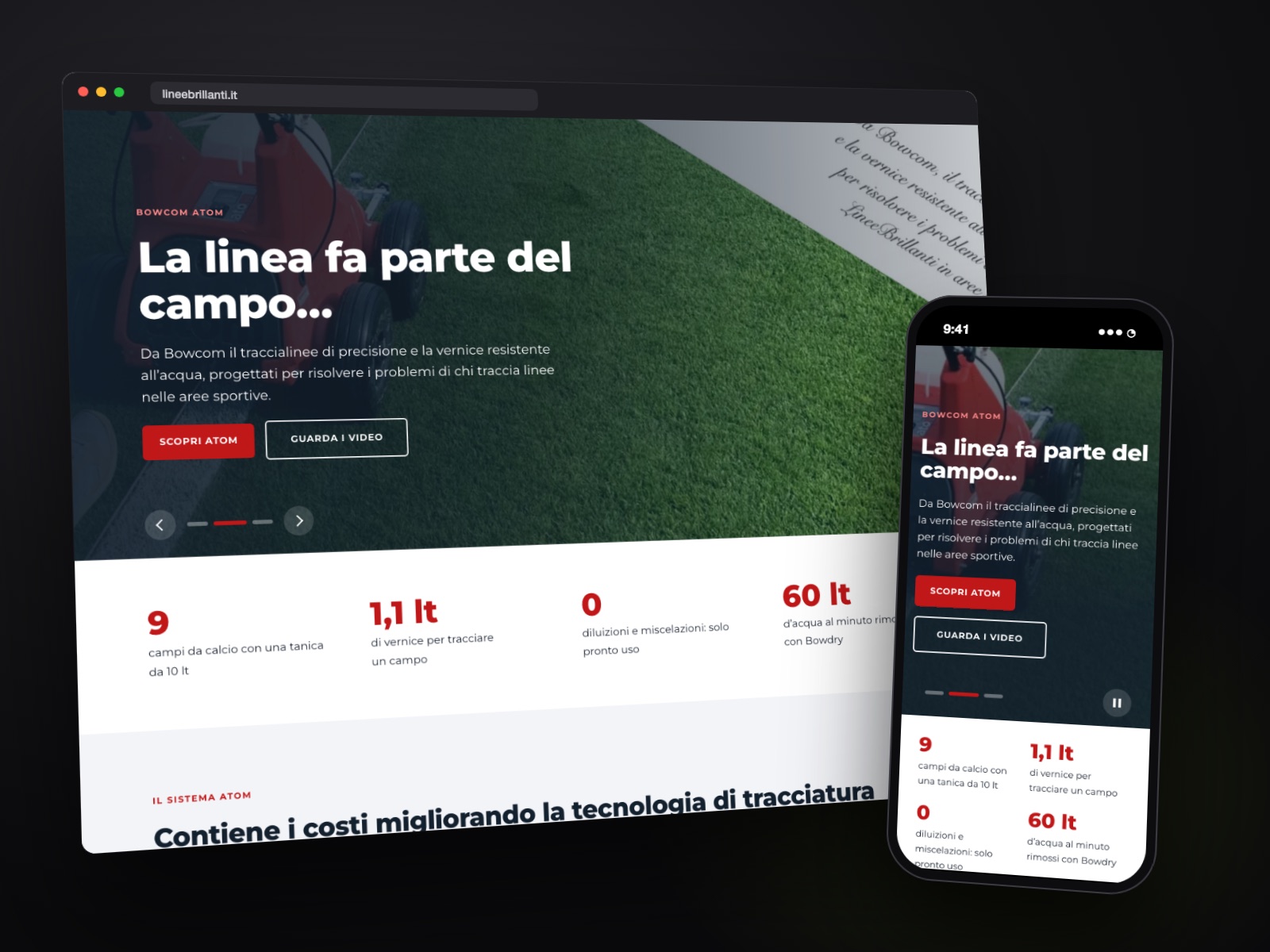 Sito web Linee Brillanti realizzato da Teknet, su desktop e smartphone