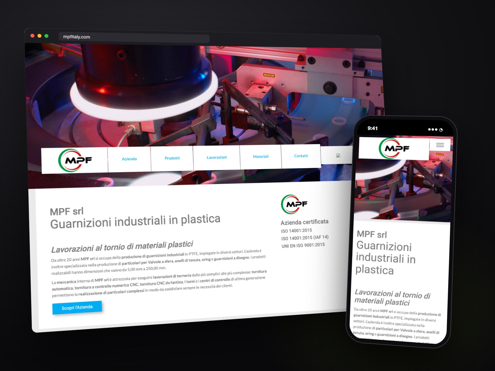 Sito web MPF realizzato da Teknet, su desktop e smartphone