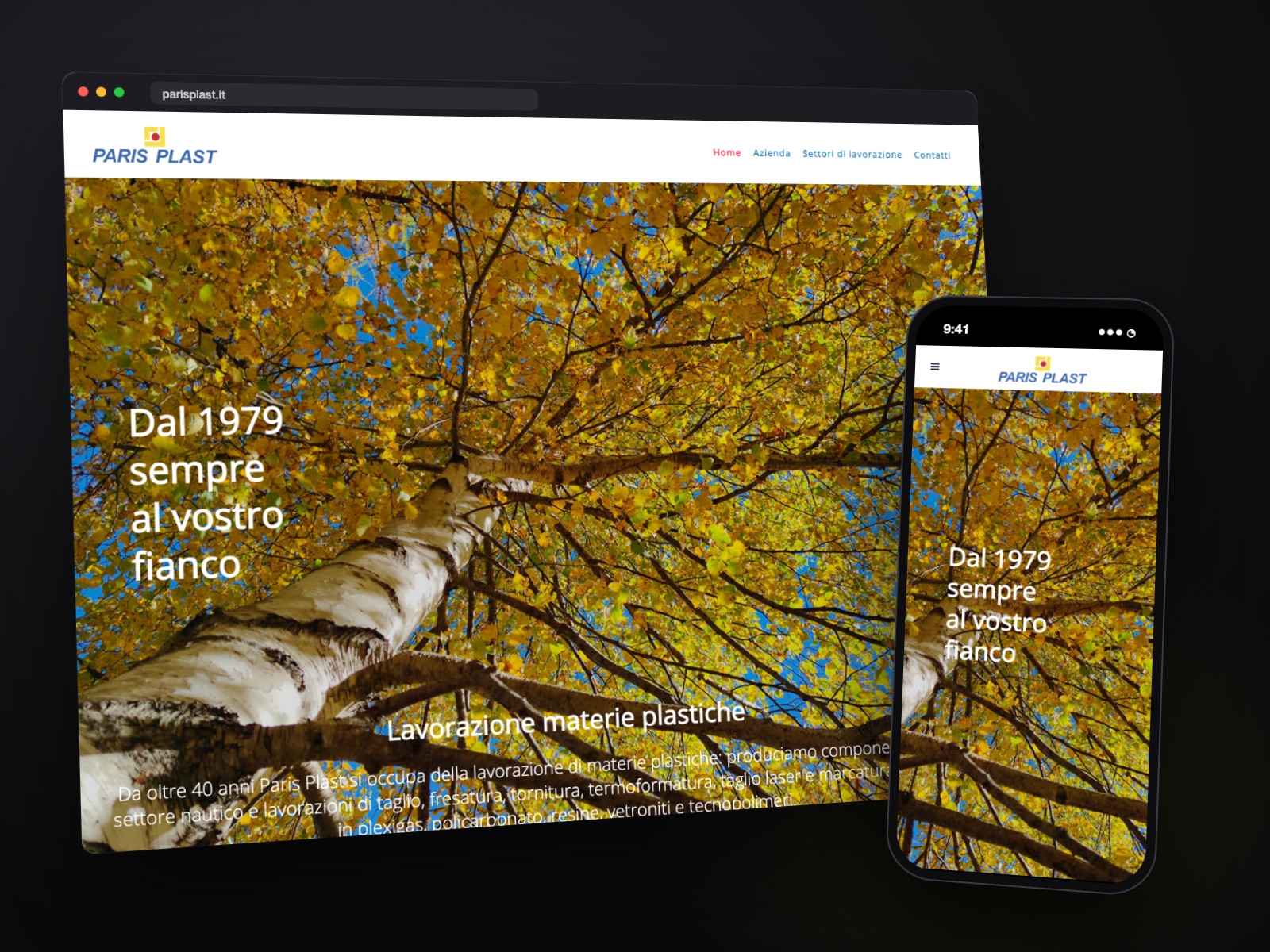Sito web Paris Plast realizzato da Teknet, su desktop e smartphone