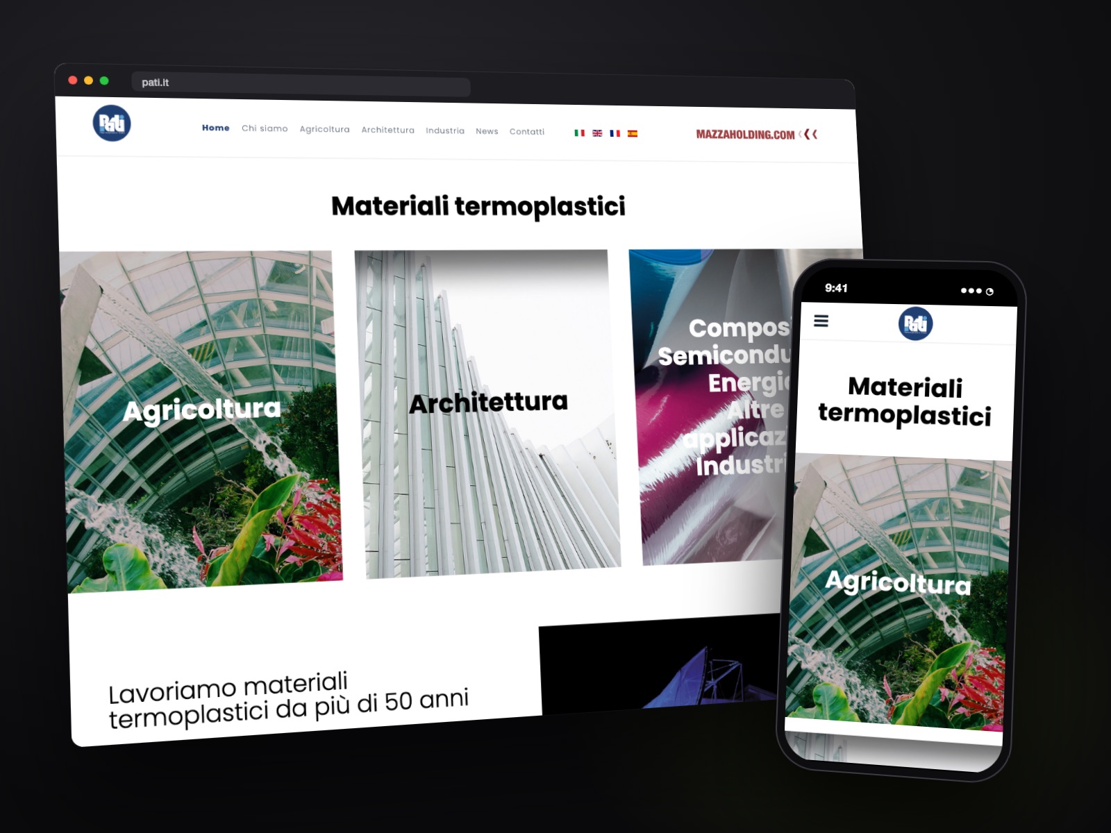 Sito web Pati realizzato da Teknet, su desktop e smartphone