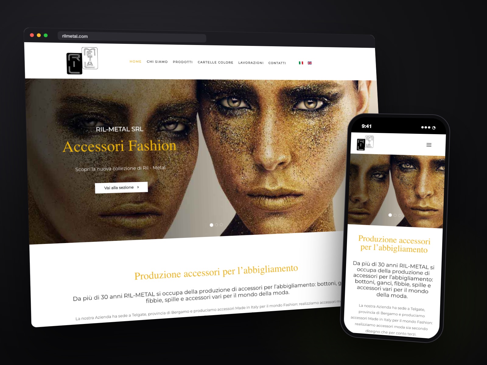 Sito web Ril-Metal realizzato da Teknet, su desktop e smartphone